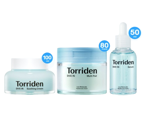 สำหรับทุกสภาพผิวที่มีภาวะขาดน้ำ เลือกกลุ่ม Torriden สีฟ้า