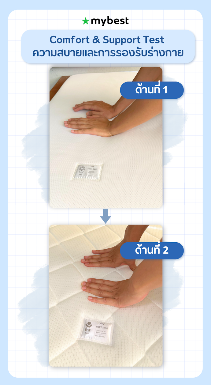 ตัวเบาะนอนนุ่มแน่น ใช้งานได้ทั้ง 2 ด้าน และรองรับสรีระได้ดี