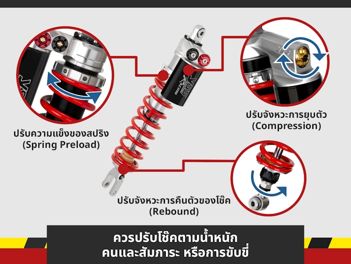 เลือกโช๊คมอเตอร์ไซค์ที่สามารถปรับตั้งค่าได้