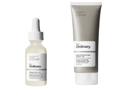 สำหรับผิวแห้ง เลือกผลิตภัณฑ์ Hyaluronic Acid 2% + B5 หรือ Natural Moisturizing Factors