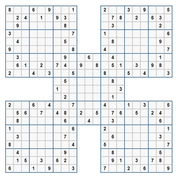 แบบตารางซ้อน (Samurai Sudoku)