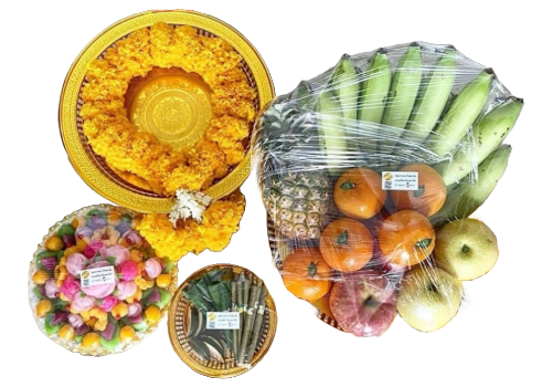 ของไหว้ศาลตายายแบบครบชุด เหมาะสำหรับเปลี่ยนศาลตายายใหม่หรือไหว้ประจำตามเทศกาล