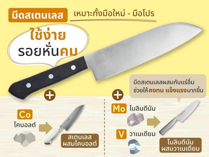 มีดทำครัวสเตนเลส : ขึ้นสนิมยาก ทำความสะอาดง่าย เหมาะทั้งมือใหม่และมือโปร