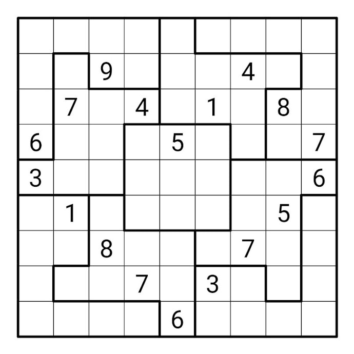 แบบจิ๊กซอว์ (Jigsaw Sudoku)