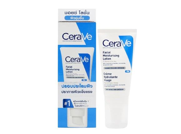 สำหรับผิวบอบบาง แพ้ง่าย เลือก CeraVe PM Facial Moisturizing Lotion