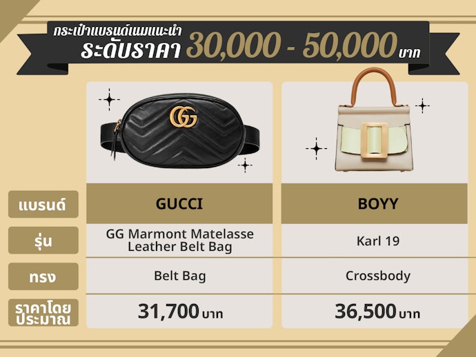 กระเป๋าแบรนด์เนมระดับราคา 30,000 - 50,000 บาท