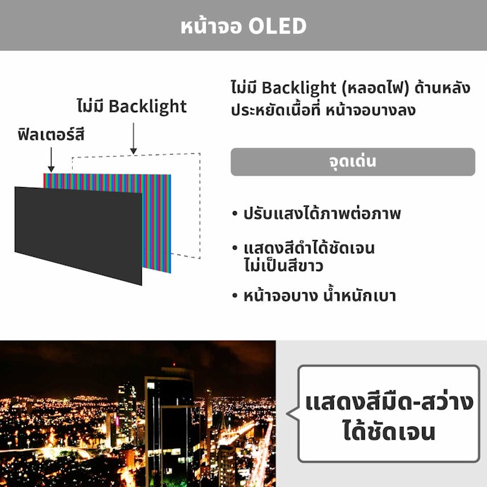 จอภาพชนิด “OLED” เครื่องบาง น้ำหนักเบา